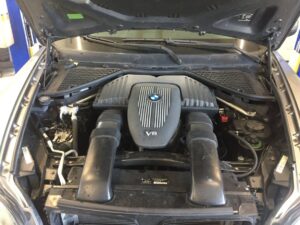 image of an engine from a BMW under the hood
