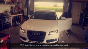 2012 Audi in for some maintenance and brake work